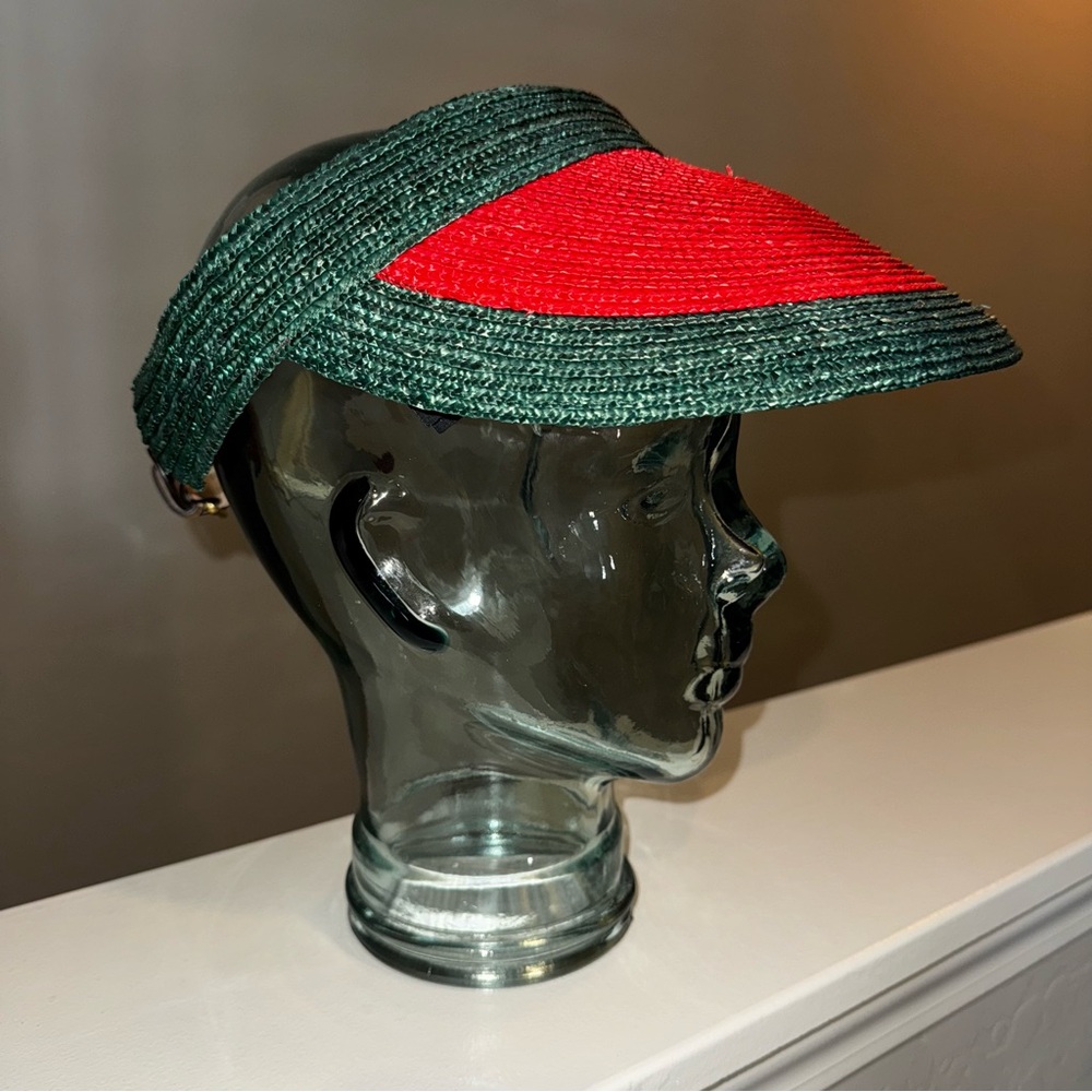 Authentic Gucci straw two tone ladies Visor